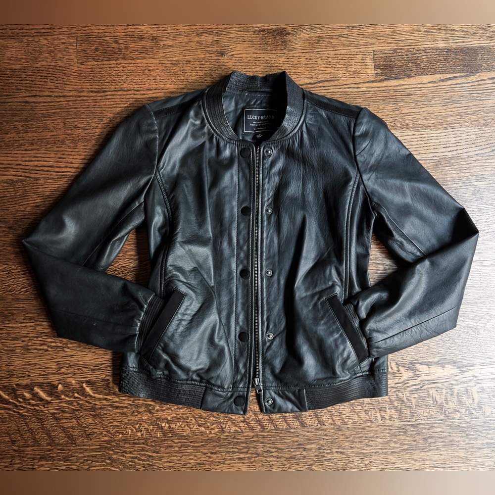 Lambskin Leather Bomber Jacket, Minimalist Leather Motorcycle Jacket